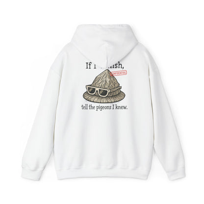 Hoodie — "If I Vanish, Tell the Pigeons I Knew" Funny Pigeon Skull Graphic Hoodie