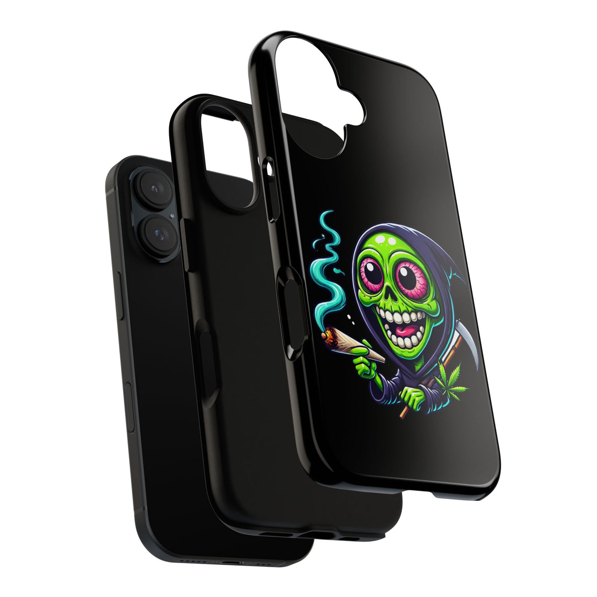 Grinning Stoner Grim Reaper Phone Case – Cannabis Skull iPhone Cover