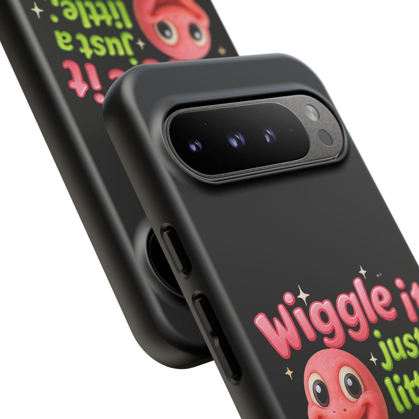Wiggle It Worm Phone Case — Cute Pink & Green Cartoon iPhone Cover
