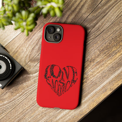 Red 'Love Justice' Heart Phone Case — Protective iPhone Cover, Valentine’s Gift