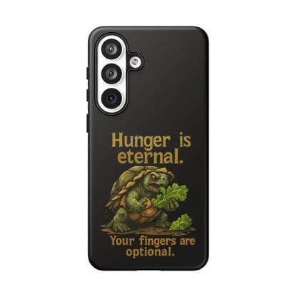 Phone Case — 'Hunger Is Eternal, Your Fingers Are Optional' Turtle Snack Graphic