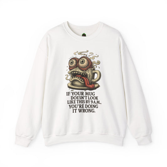 9 A.M. Coffee Mug Face Crewneck Sweatshirt