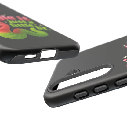 Wiggle It Worm Phone Case — Cute Pink & Green Cartoon iPhone Cover
