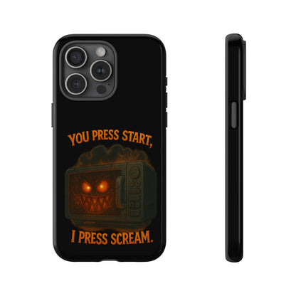 Phone Case — "You Press Start, I Press Scream" Spooky Retro Game Controller Design