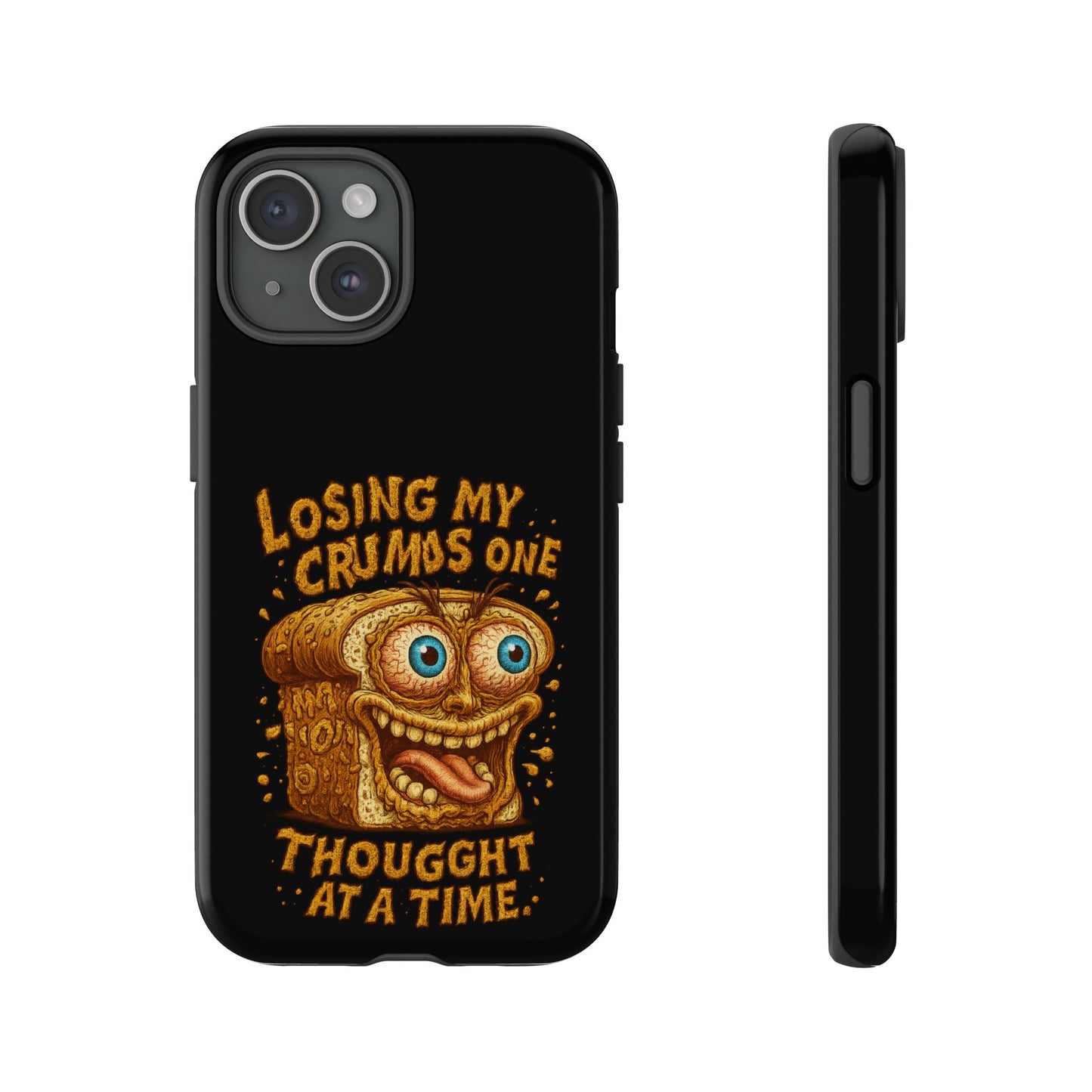 Phone Case — "Losing My Crumbs One Thought at a Time" Funny Retro Bread Illustration