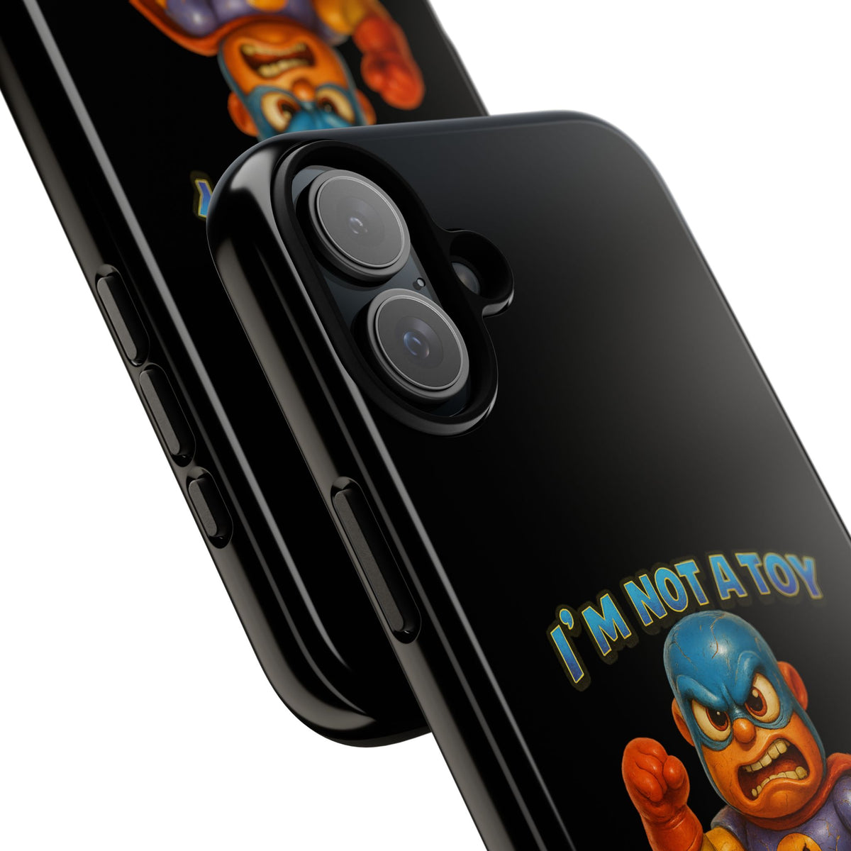 Phone Case — "I'm Not a Toy, I'm a Weaponized Tantrum" Cartoon Superhero Design