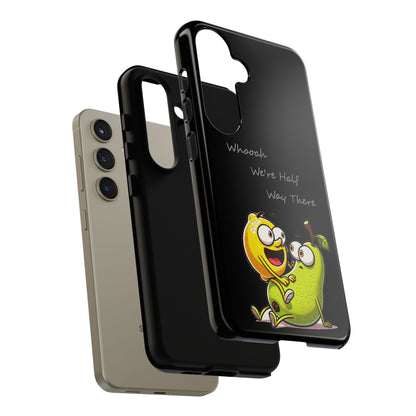 Phone Case - Playful Pear & Lemon Illustration with “Whooah We're Half Way There”