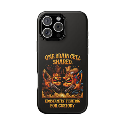 Phone Case — 'One Braincell Shared, Constantly Fighting for Custody' Funny Rivalry Cartoon