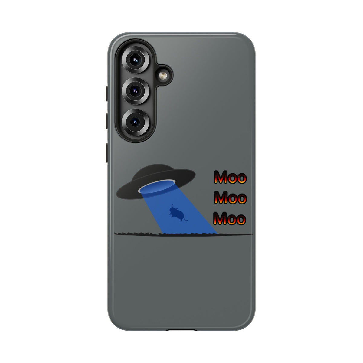 Phone Case — Funny UFO Cow Abduction Design with “Moo Moo Moo”