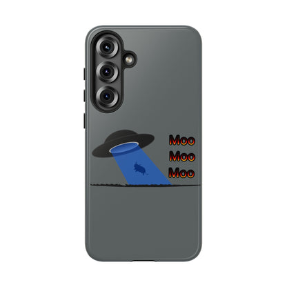 Phone Case — Funny UFO Cow Abduction Design with “Moo Moo Moo”