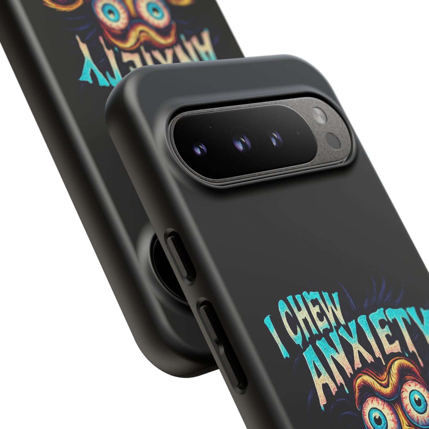 Phone Case — "I Chew Anxiety Like Bubblegum" Retro Monster Design
