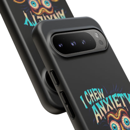 Phone Case — "I Chew Anxiety Like Bubblegum" Retro Monster Design