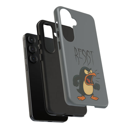 Resist Angry Penguin Phone Case — Protective iPhone Case with Bold Cartoon Design