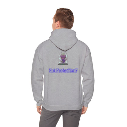 Got Protection? Hoodie — Cute Purple Guardian Character Hooded Sweatshirt