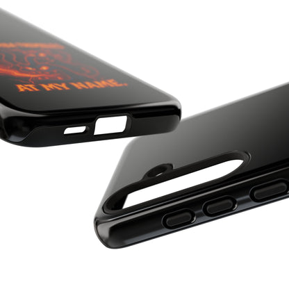 Phone Case — "Your Roomba Trembles at My Name" Fiery Cat Design