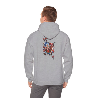 Patriotic Monster Hoodie - Funny USA Flag Character Back Graphic