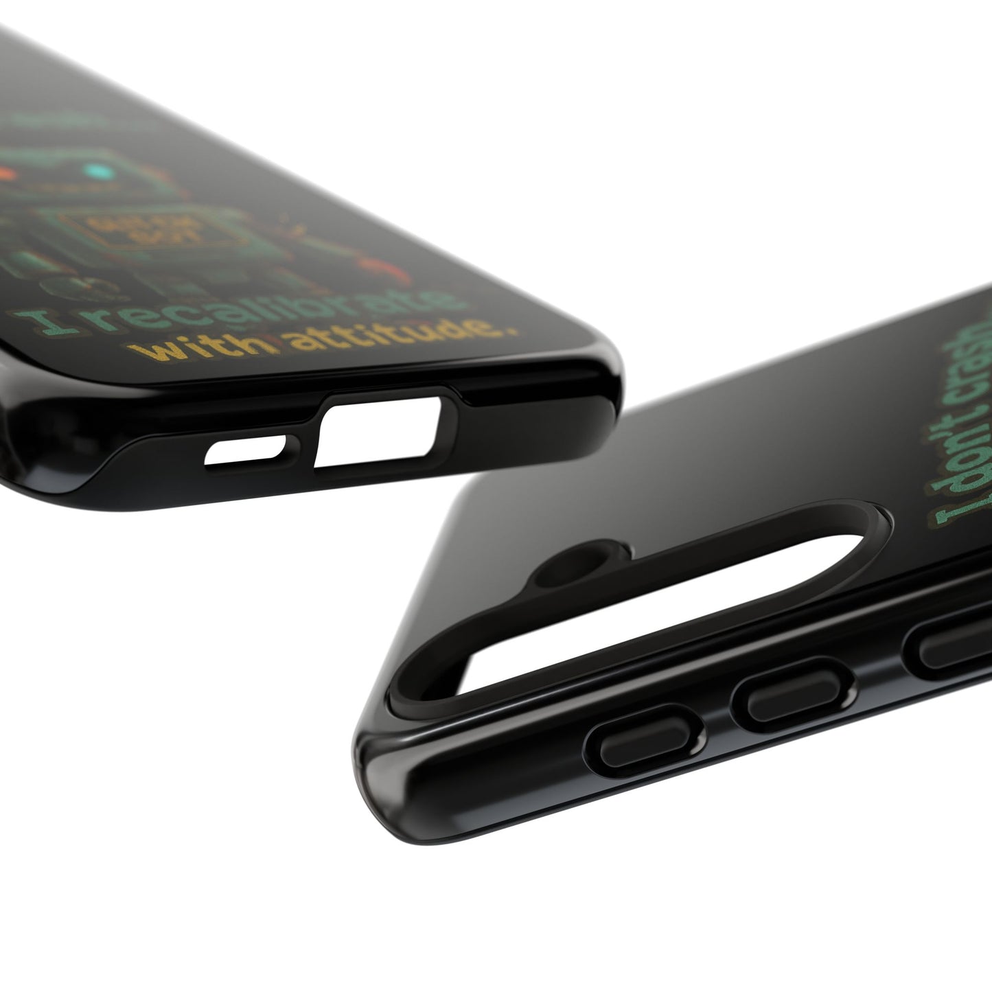 Phone Case — "I Don't Crash... I Recalibrate" Retro Robot Protective Cover