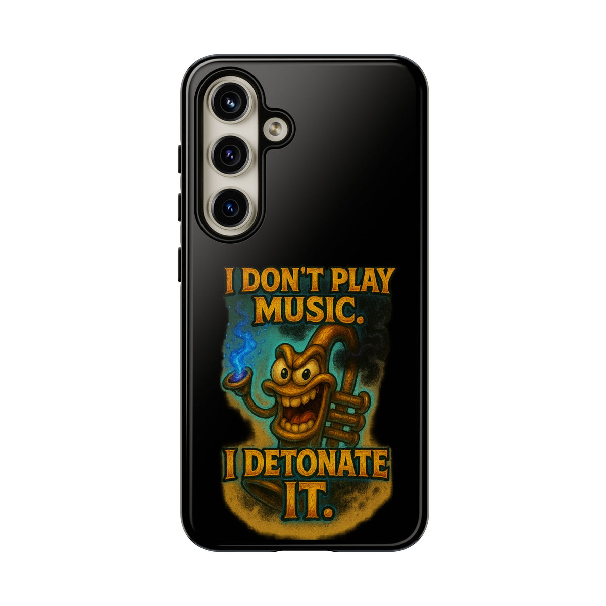 Phone Case — "I Don't Play Music. I Detonate It." Cartoon Bomb Graphic