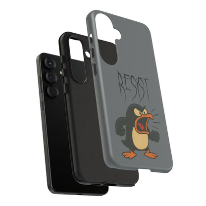 Resist Angry Penguin Phone Case — Protective iPhone Case with Bold Cartoon Design