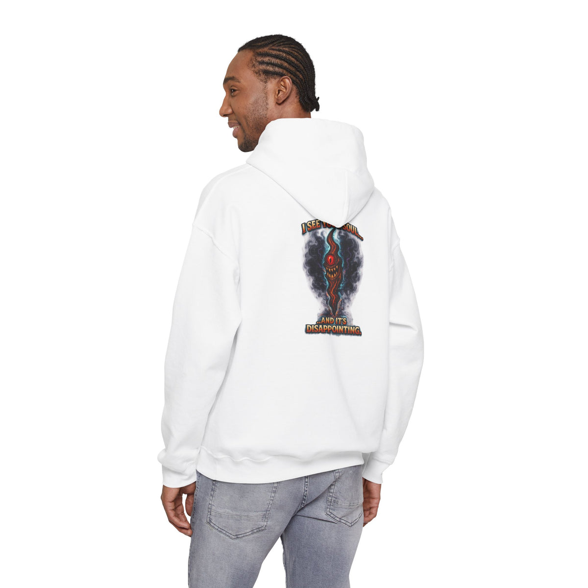 Smoky Graphic Hoodie — 'I See Your Soul' Back Print