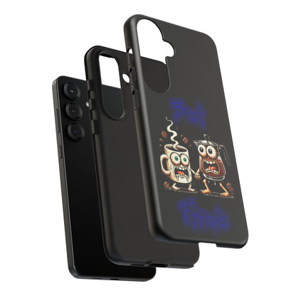 Coffee & Tea Fight Phone Case — Funny Kawaii Beverage Cartoon Tough Cases