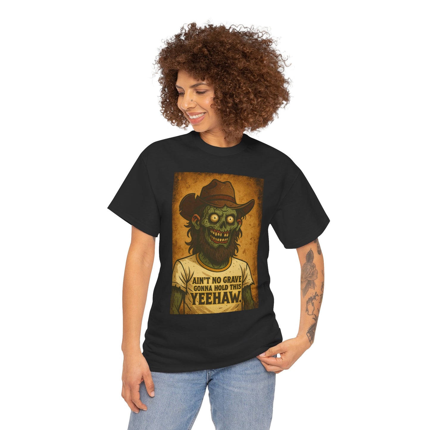 Zombie Cowboy 'Ain't No Grave Gonna Hold This Yeehaw' T-Shirt | Horror Western