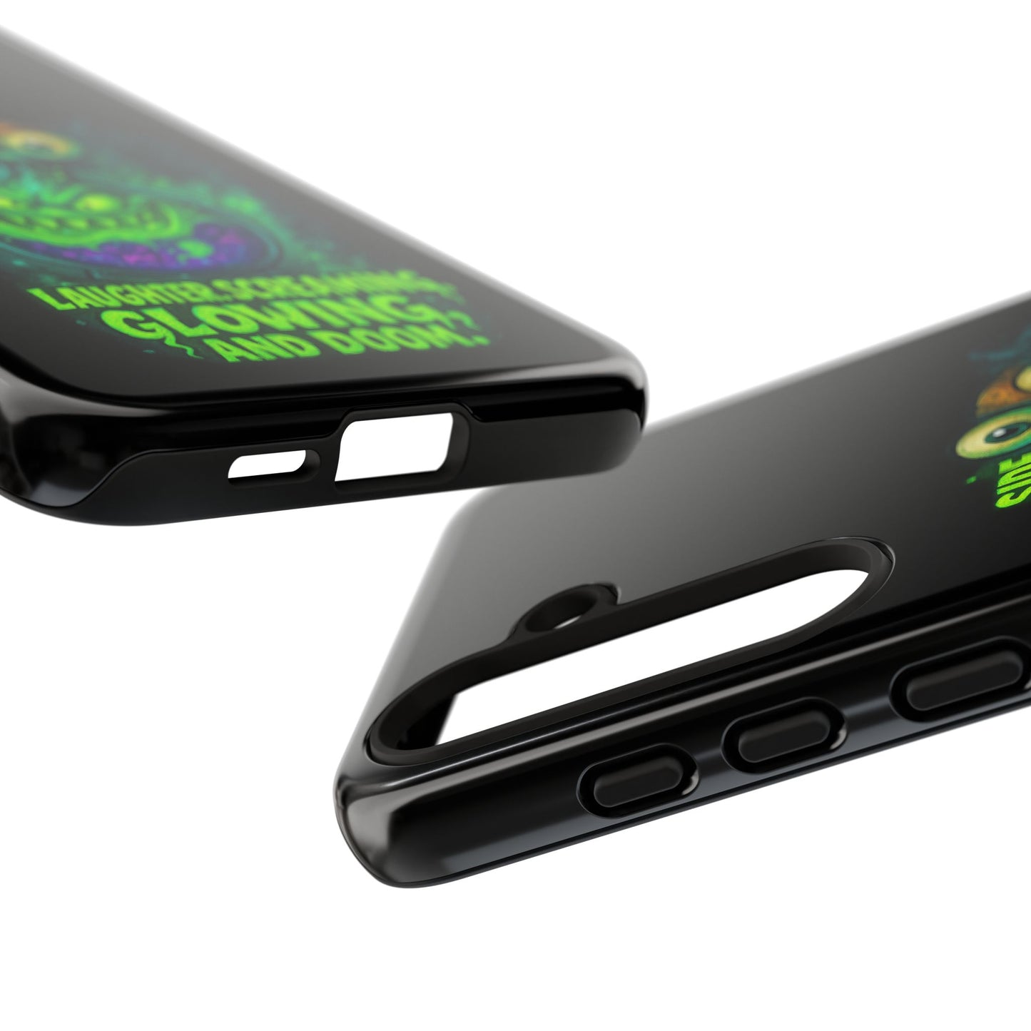 Phone Case — 'Side Effects May Include Laughter, Screaming, Glowing, and Doom' Neon Monster