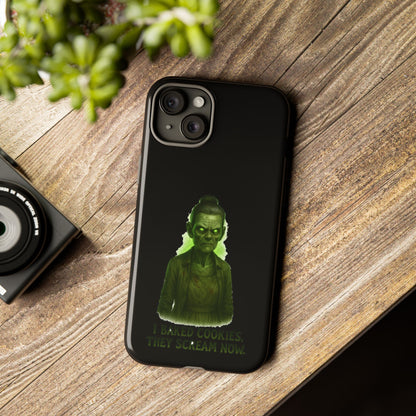 Spooky Green Ghost Phone Case — "I Baked Cookies, They Scream Now" Horror iPhone Cover