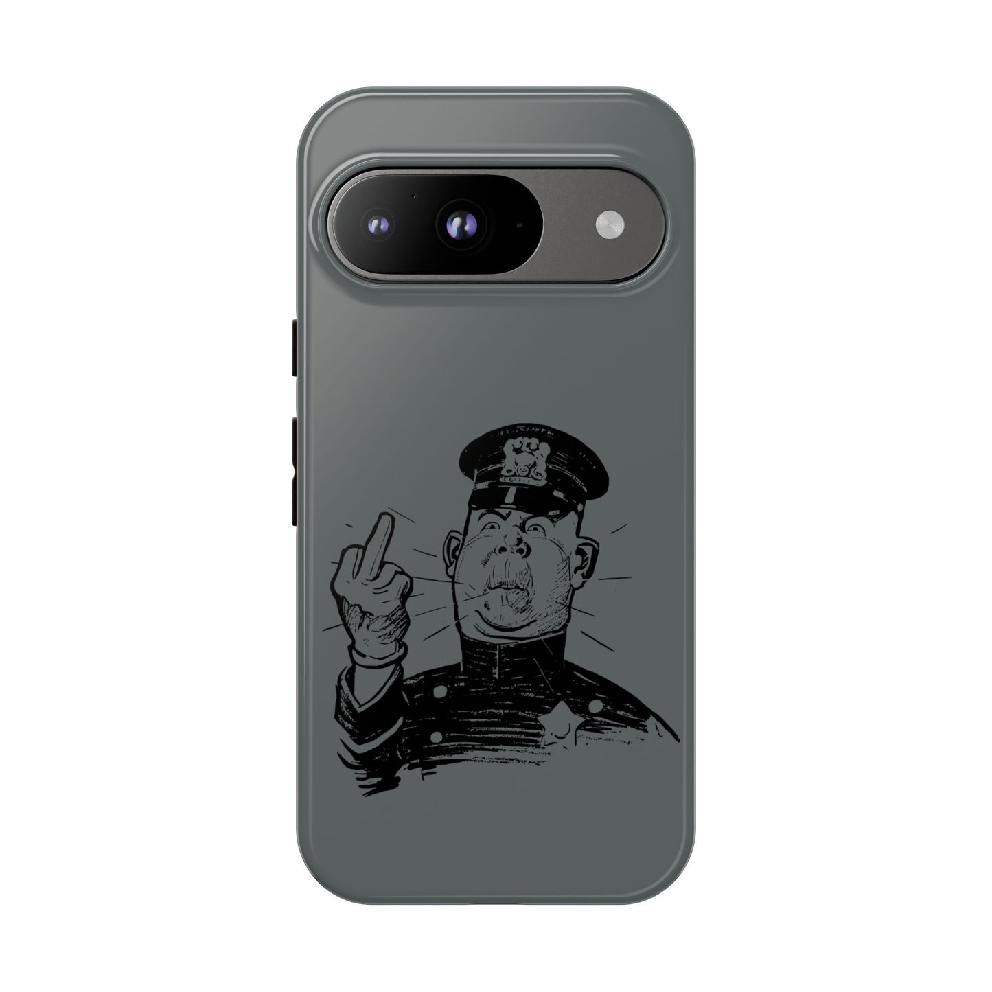 Vintage Cop Middle Finger Phone Case — Edgy Retro iPhone Protective Cover
