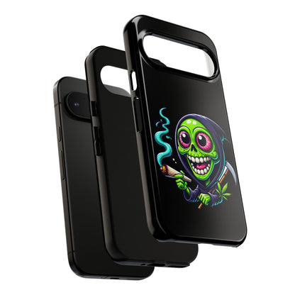Grinning Stoner Grim Reaper Phone Case – Cannabis Skull iPhone Cover
