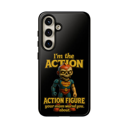 Action Figure Phone Case — "I'm the Action" Retro Skull Toy Design