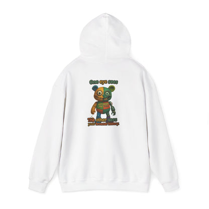 Cute Patchwork Robot Hoodie — "No other toys" Graphic Back Print