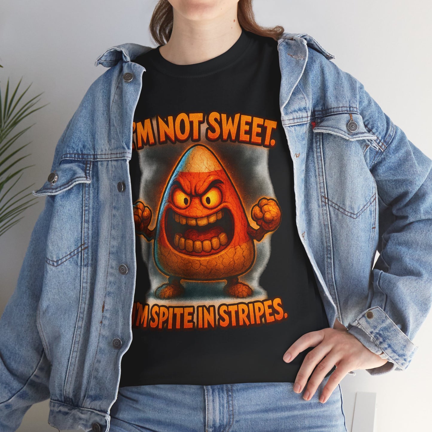 Angry Candy Corn I'm Not Sweet I'm Spite in Stripes T-Shirt