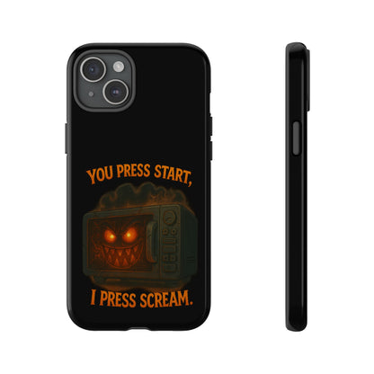 Phone Case — "You Press Start, I Press Scream" Spooky Retro Game Controller Design