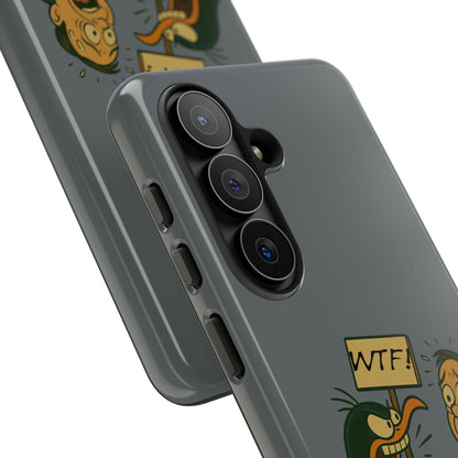 Phone Case - Cartoon Penguin Yelling 'WTF' at Shocked Man, Funny Protective iPhone Cover