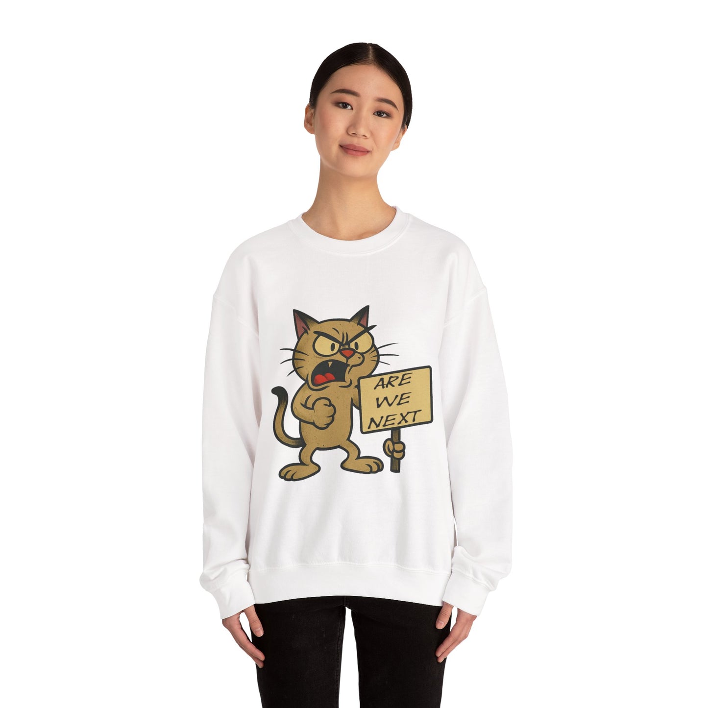 Are We Next – Angry Cat Protest Crewneck Sweatshirt