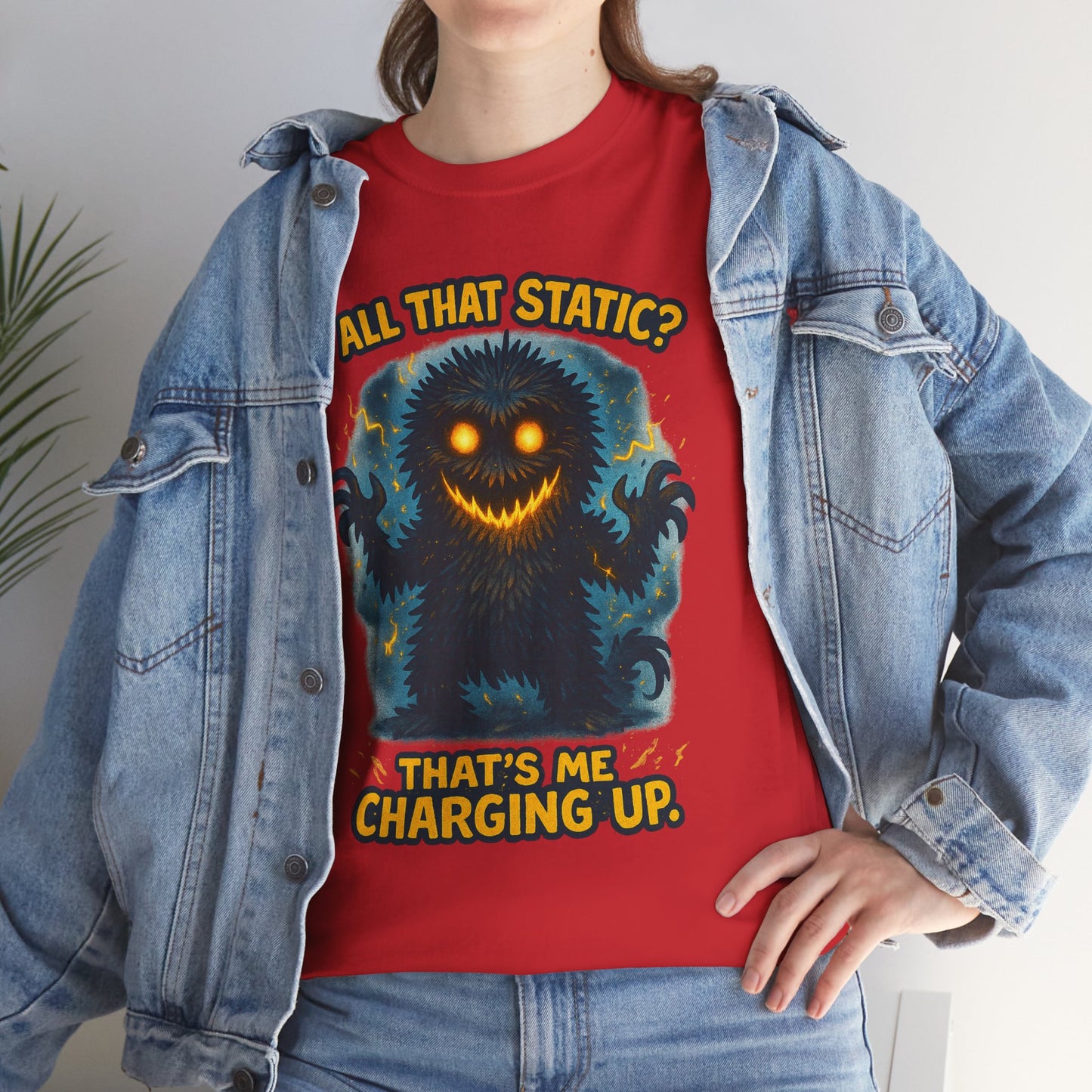 All That Static Monster, T-Shirt | Funny Electric Charging Graphic