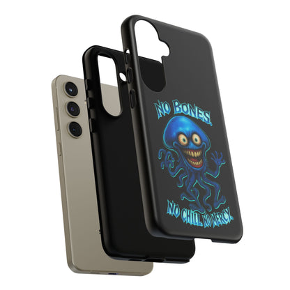 Phone Case — 'No Bones, No Chill, No Mercy' Blue Jellyfish Horror Design