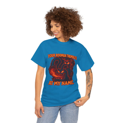Your Roomba Trembles At My Name T-Shirt | Demon Cat Illustration