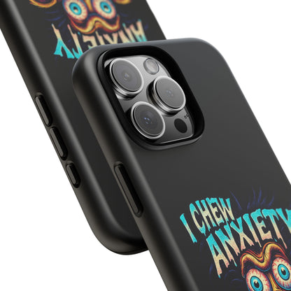 Phone Case — "I Chew Anxiety Like Bubblegum" Retro Monster Design