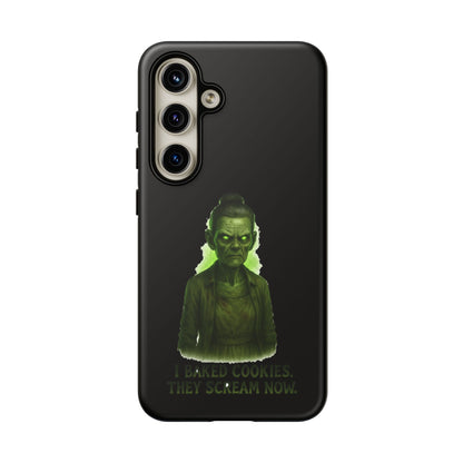 Spooky Green Ghost Phone Case — "I Baked Cookies, They Scream Now" Horror iPhone Cover