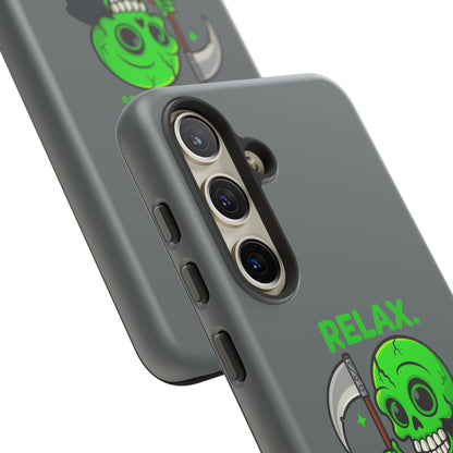 Phone Case — 'Relax. I Only Reap on Weekdays.' Cute Green Grim Reaper Protective Cover