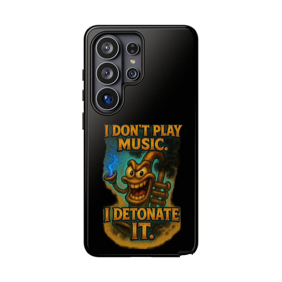Phone Case — "I Don't Play Music. I Detonate It." Cartoon Bomb Graphic
