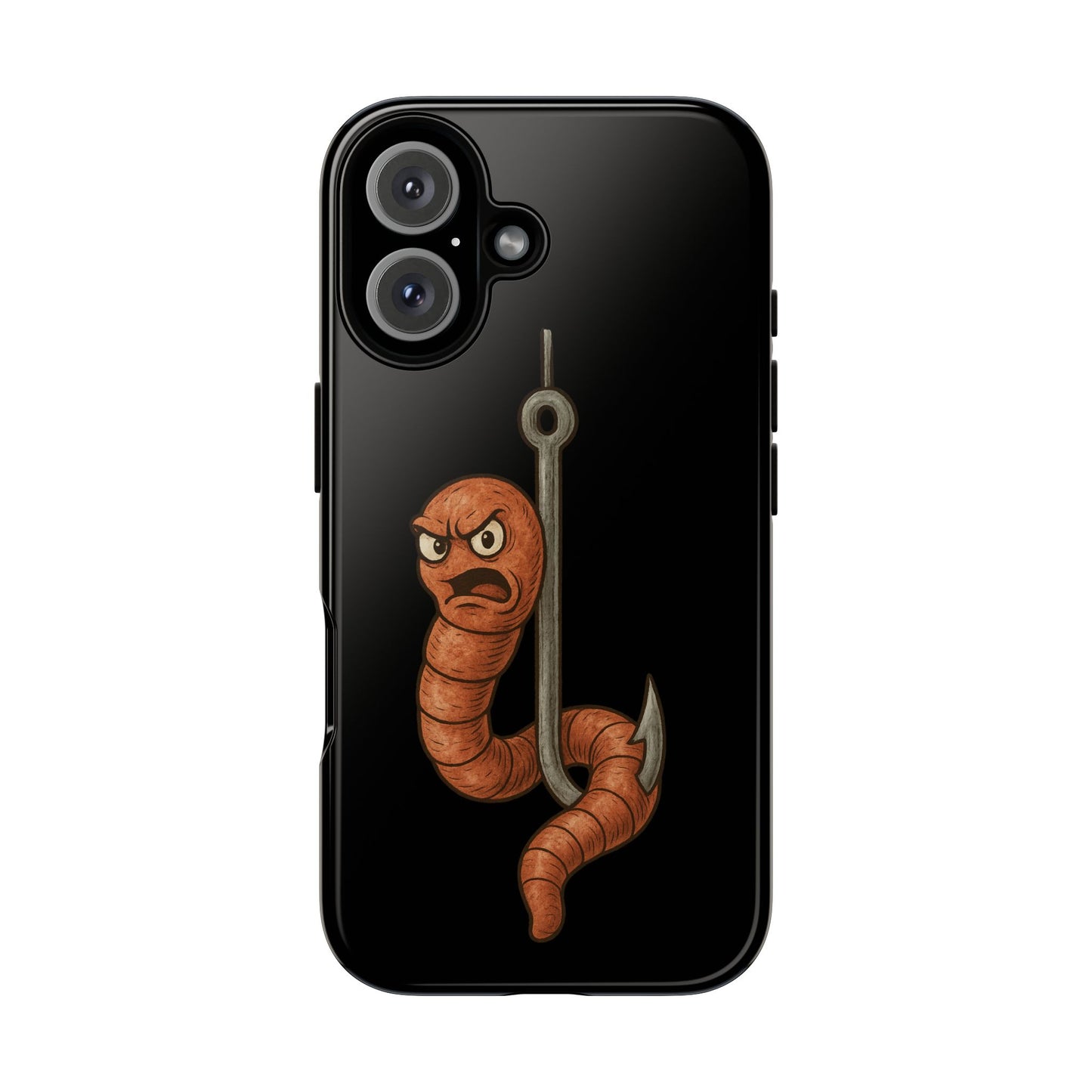 Angry Worm on Hook Phone Case – Funny Fishing Humor Protective Cover