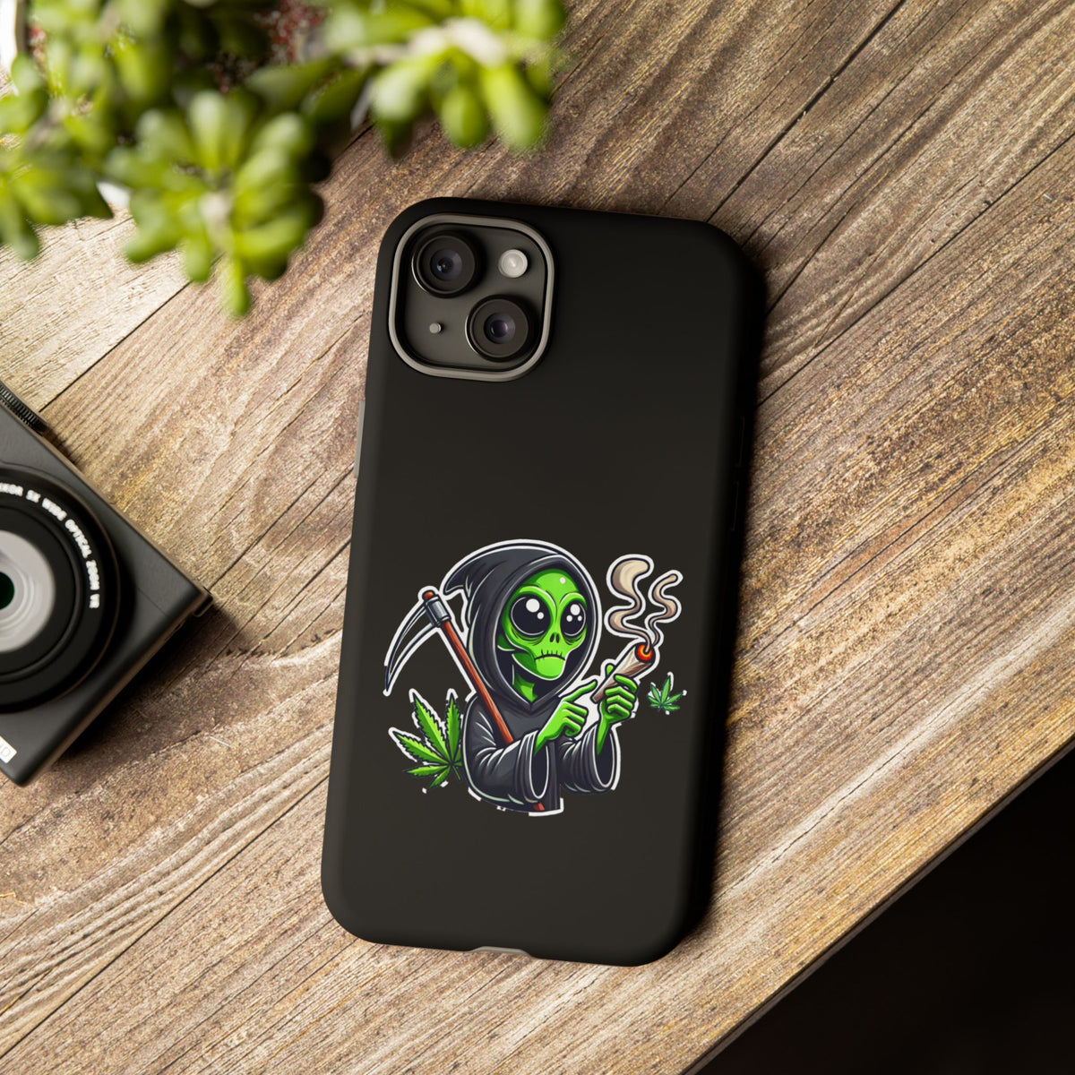 Reaper Alien Phone Case – Cute Grim Reaper Smoking Weed iPhone Case