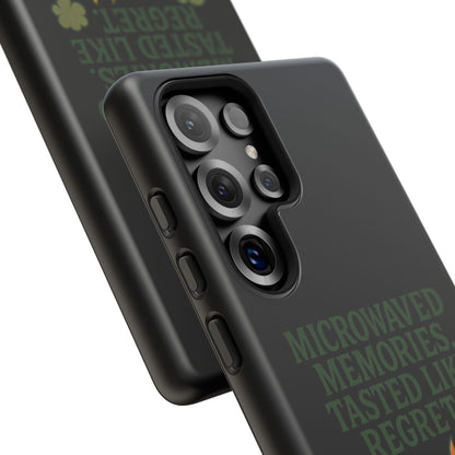 Microwaved Memories Phone Case — 'Microwaved Memories. Tasted Like Regret.' Retro Fire Design