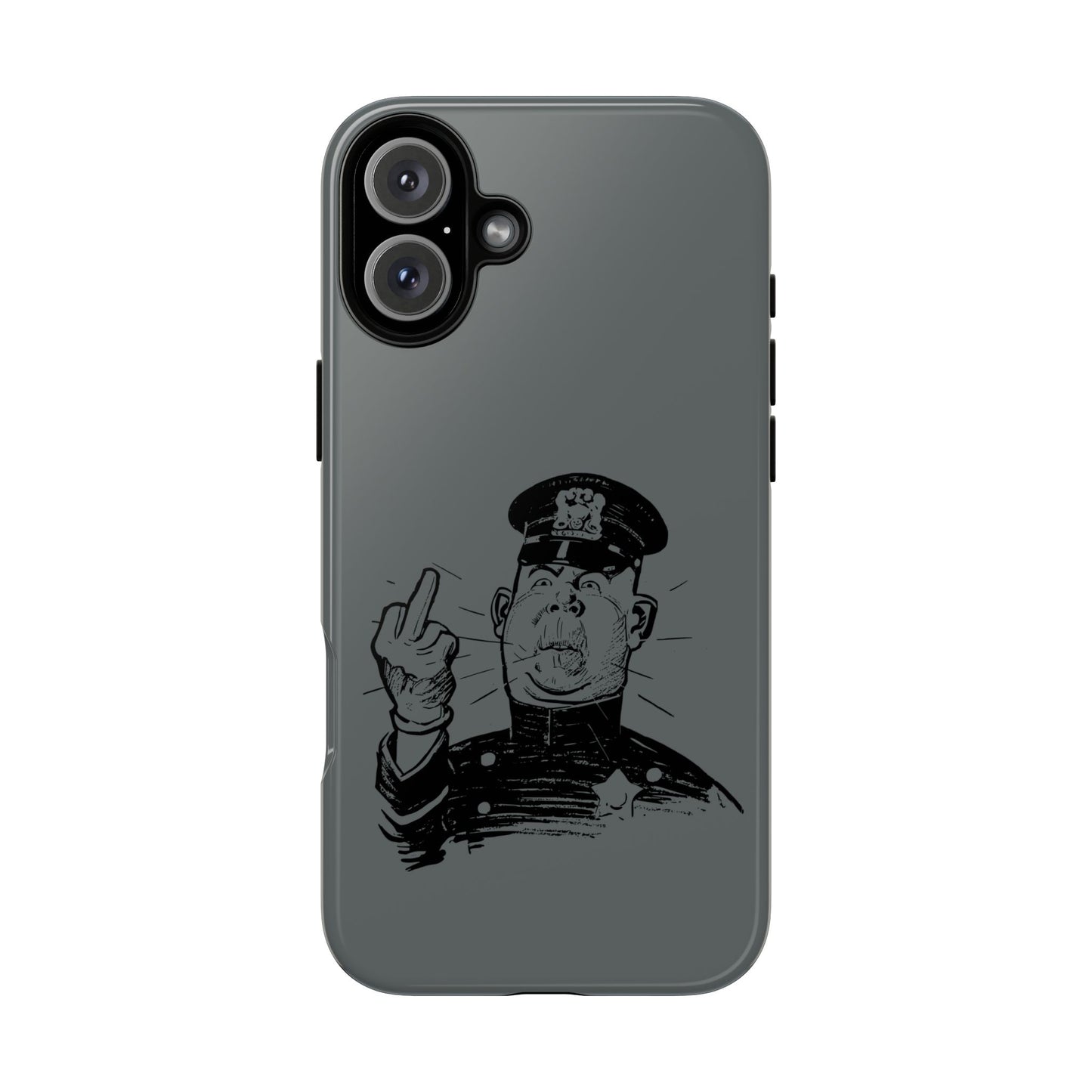 Vintage Cop Middle Finger Phone Case — Edgy Retro iPhone Protective Cover