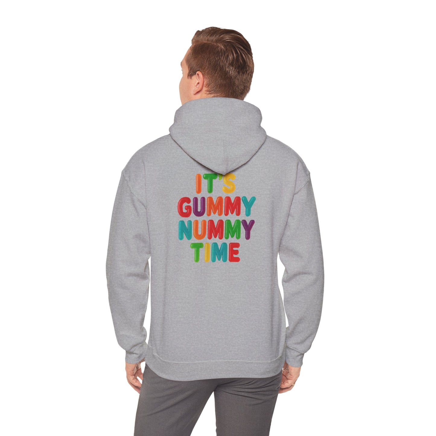 Gummy Nummy Time Hoodie — Colorful Retro Candy Phrase Pullover