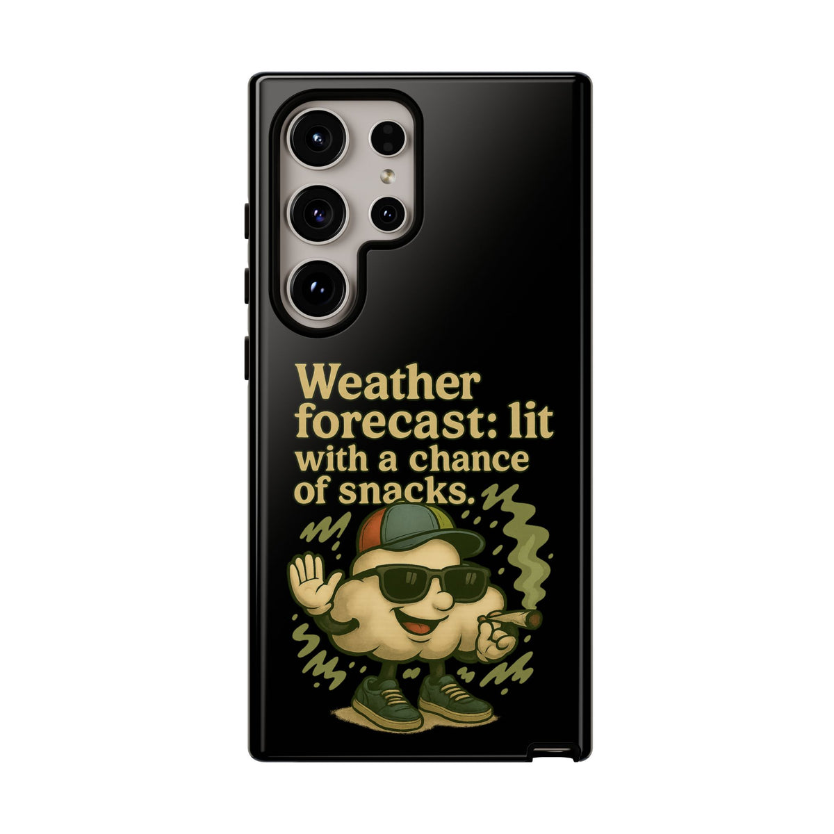 Phone Case — "Weather Forecast: Lit with a Chance of Snacks" Retro Graphic