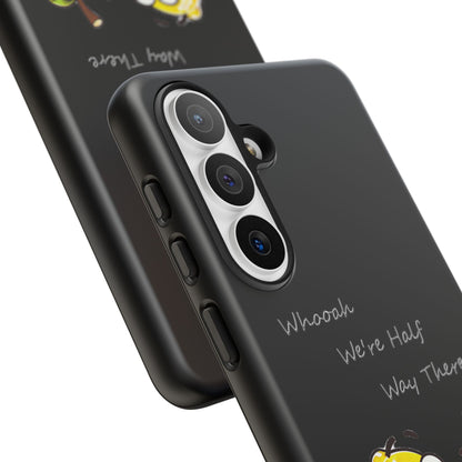 Phone Case - Playful Pear & Lemon Illustration with “Whooah We're Half Way There”
